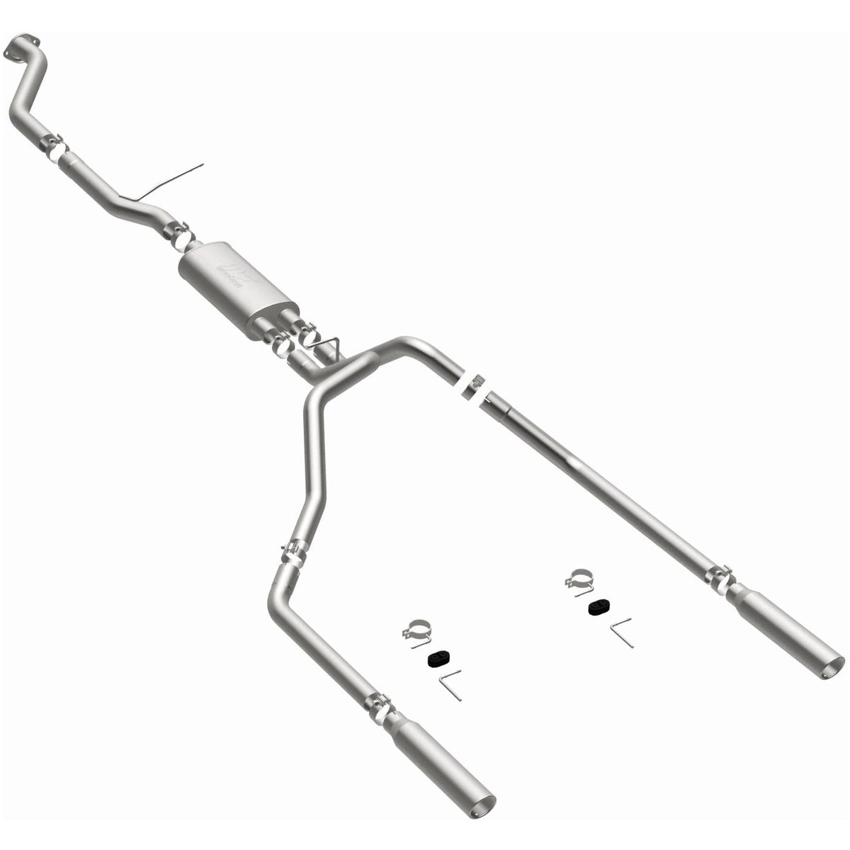 MagnaFlow Street Series cat-back výfuk – Chevrolet Silverado 1500 (1999–2002) / GMC Sierra 1500 (1999–2002), 2 jednostěnné leštěné koncovky rozděleně vzadu délky 18″, potrubí Ø 3″ - 15754
