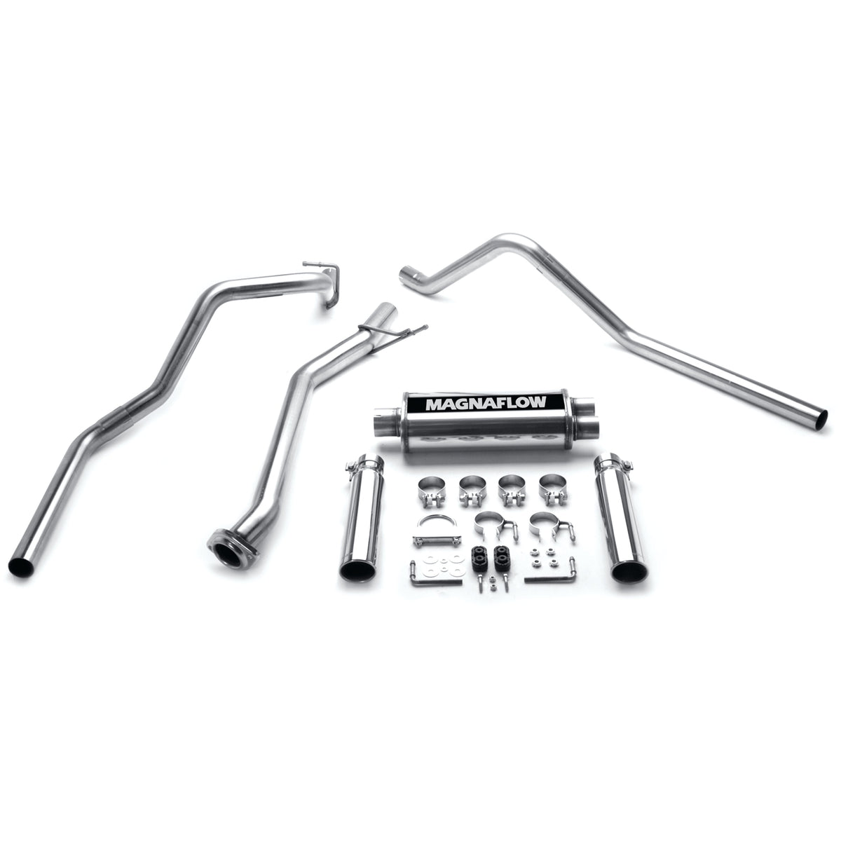 MagnaFlow Street Series cat-back výfuk – Chevrolet Silverado 1500 (2003–2006) / GMC Sierra 1500 (2003–2006) a další, 2 jednostěnné leštěné koncovky rozděleně vzadu délky 18″, potrubí Ø 3″ - 15792