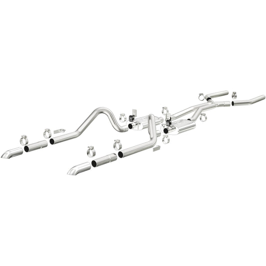 MagnaFlow Street Series crossmember-back výfuk – Ford Mustang (1964–1966), 2 leštěné koncovky rozděleně vzadu - 15815