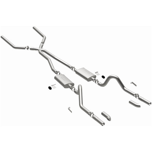 MagnaFlow Street Series crossmember-back výfuk – Ford Mustang (1967–1970), 2 leštěné koncovky rozděleně vzadu - 15816
