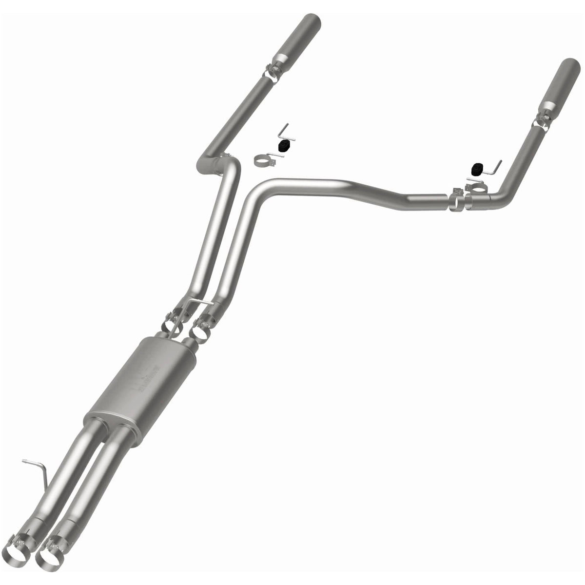 MagnaFlow Street Series cat-back výfuk – GMC Sierra 2500 HD 6,0 (2001–2006) a další, 2 jednostěnné leštěné koncovky rozděleně vzadu délky 18″, potrubí Ø 3″ - 15829