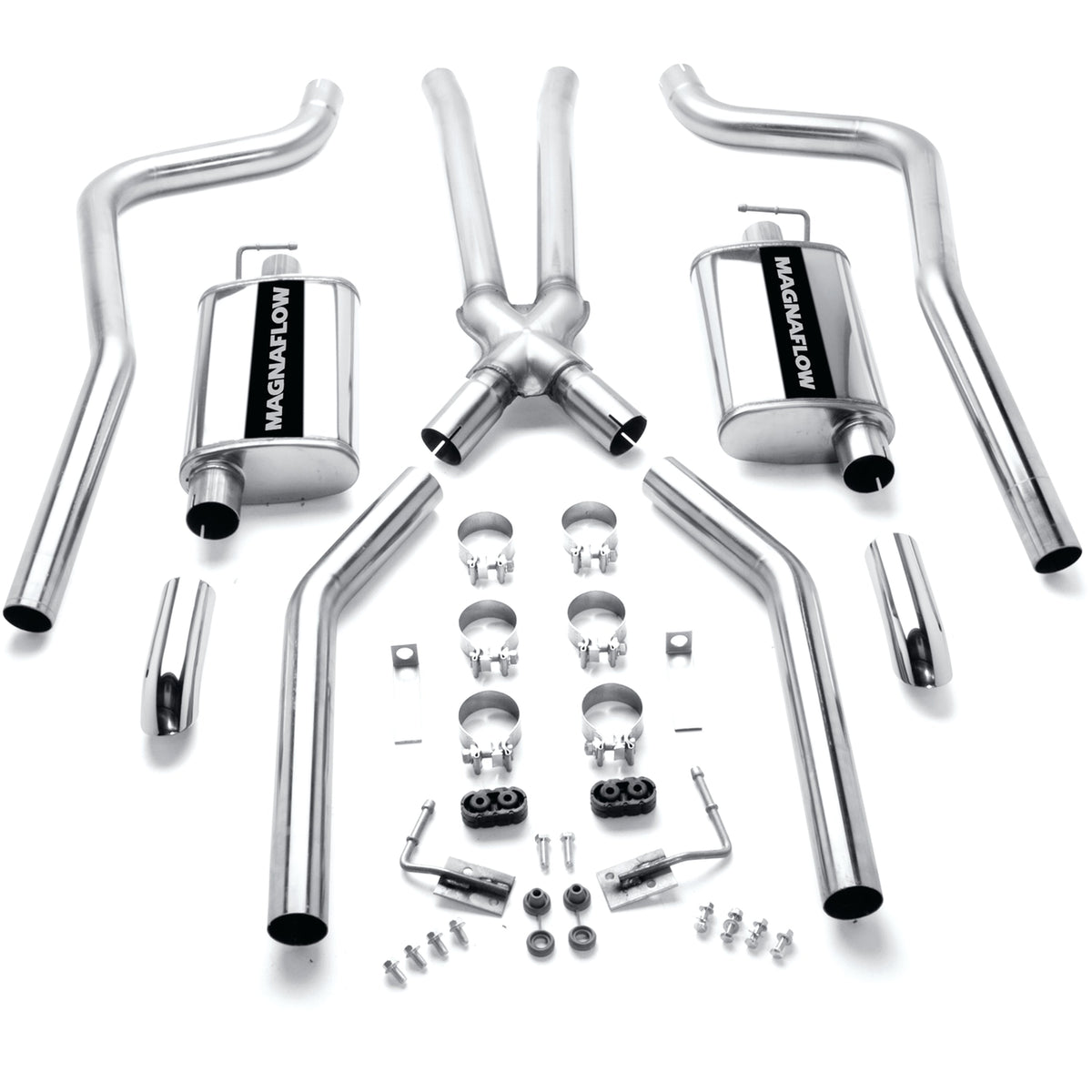 MagnaFlow Street Series crossmember-back výfuk – Dodge Challenger (1970–1972) / Plymouth Barracuda (1970–1972), leštěné koncovky Ø 2,75″ - 15851