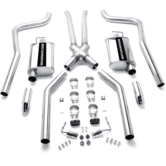 MagnaFlow Street Series crossmember-back výfuk – Dodge Challenger (1970–1972) / Plymouth Barracuda (1970–1972), leštěné koncovky Ø 2,75″ - 15851