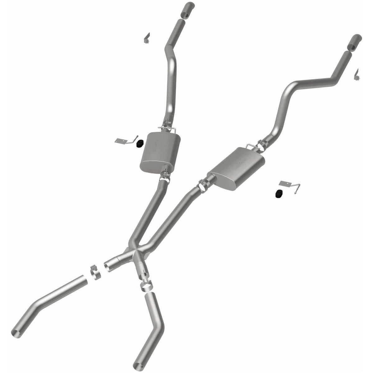 MagnaFlow Street Series crossmember-back výfuk – Dodge Challenger (1970–1972) / Plymouth Barracuda (1970–1972), leštěné koncovky Ø 2,75″ - 15851