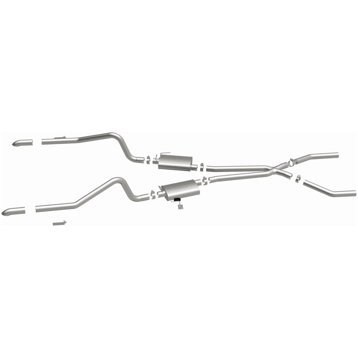 MagnaFlow Street Series crossmember-back výfuk – Dodge Challenger (1970–1972) / Plymouth Barracuda (1970–1972), leštěné koncovky Ø 2,75″ - 15851