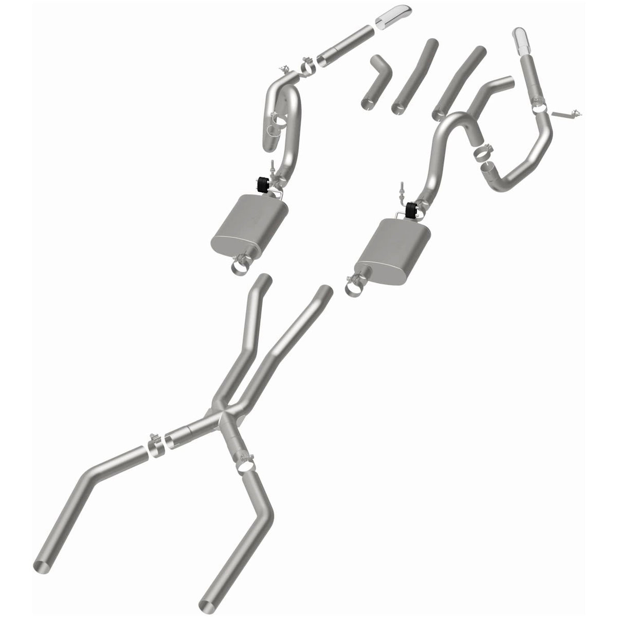 MagnaFlow Street Series crossmember-back výfuk – Pontiac GTO (1968–1973) / Oldsmobile Cutlass (1968–1973) a další, leštěné koncovky - 15894