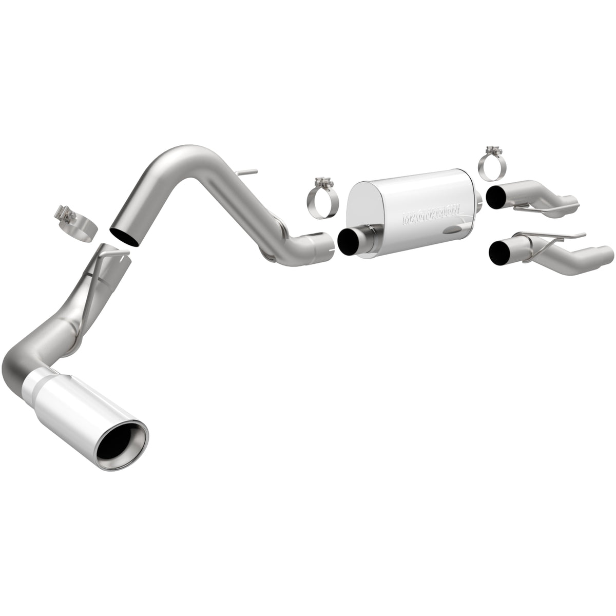 MagnaFlow Street Series cat-back výfuk – Ford F-150 (2004–2010) / Lincoln Mark LT 5,4 (2006–2008), leštěná koncovka Ø 4″ vpravo vzadu, broušený povrch - 16518