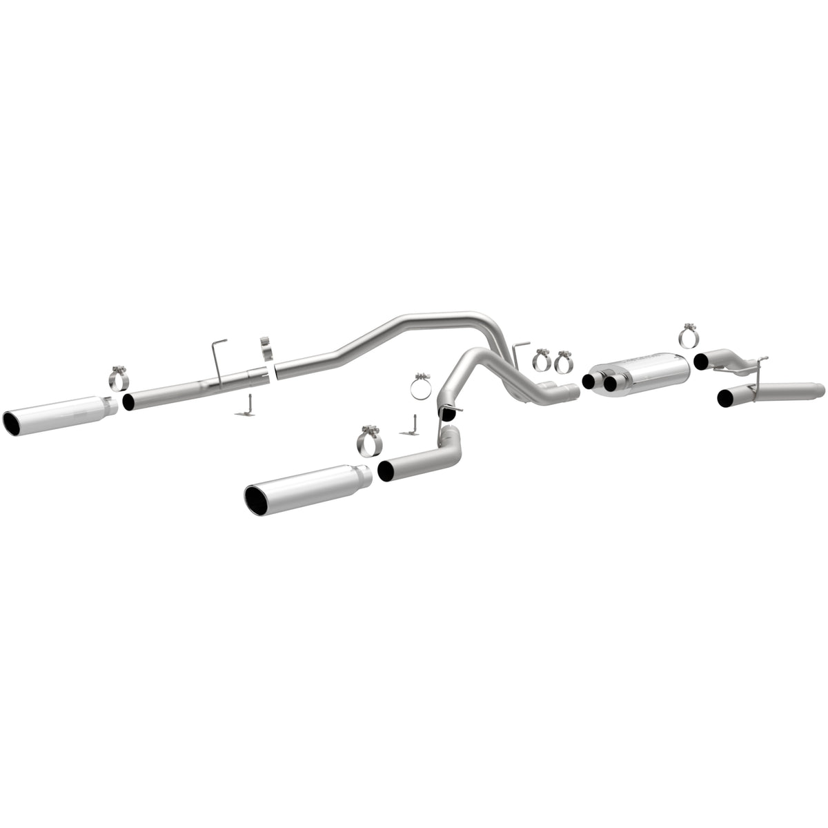 MagnaFlow Street Series cat-back výfuk – Ford F-150 (2004–2010) / Lincoln Mark LT 5,4 (2006–2008), 2 dvoustěnné leštěné koncovky Ø 3,5″ rozděleně vzadu délky 18″, potrubí Ø 3″ - 16520