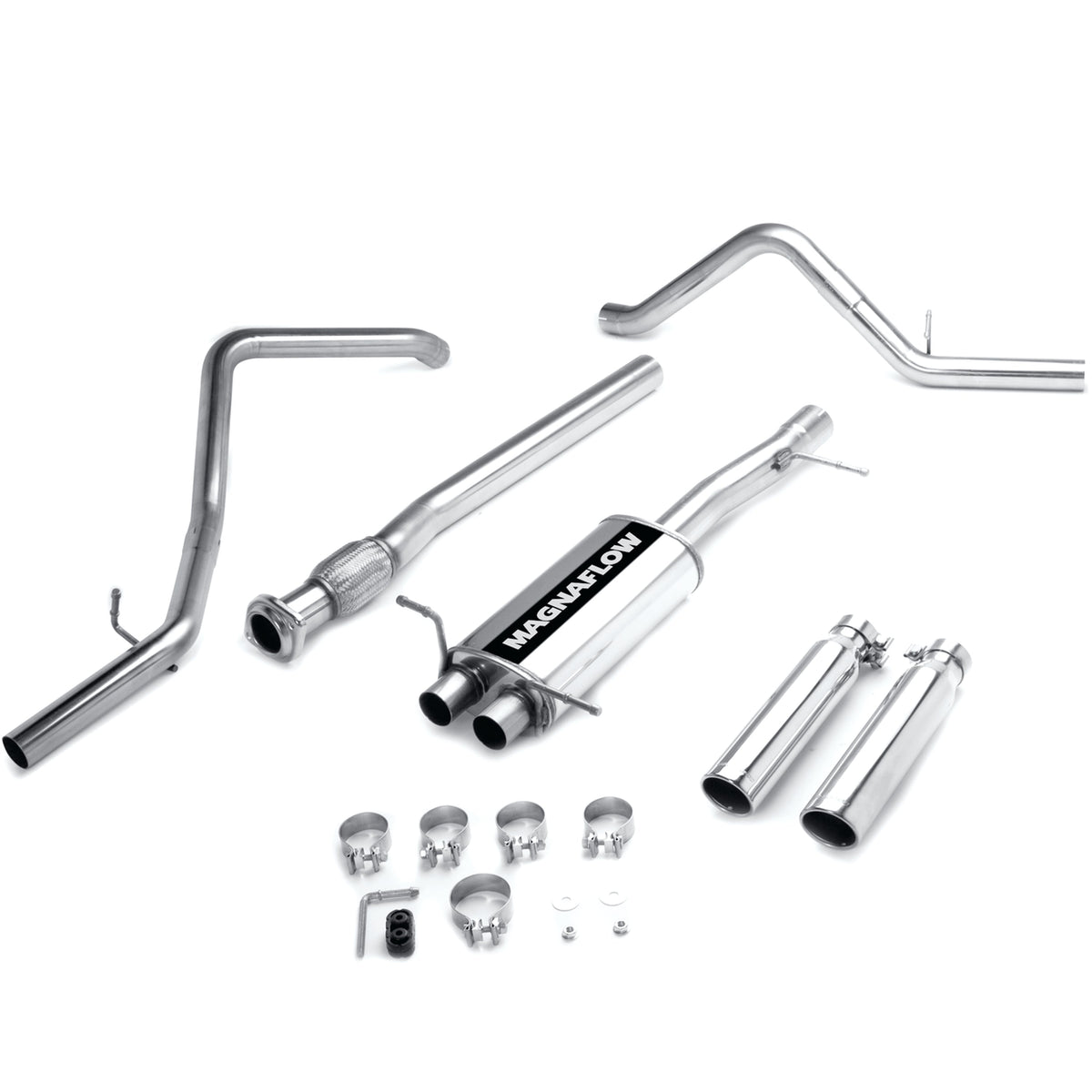 MagnaFlow Street Series cat-back výfuk – Chevrolet Silverado 1500 (2007–2008) / GMC Sierra 1500 (2007–2008), 2 jednostěnné leštěné koncovky rozděleně vzadu délky 18″, potrubí Ø 3″ - 16741