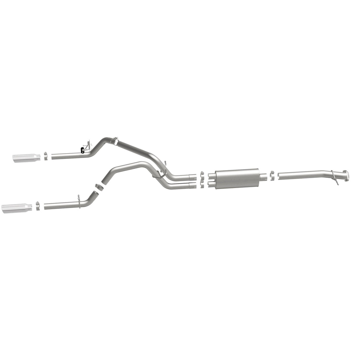 MagnaFlow Street Series cat-back výfuk – Chevrolet Colorado (2015–2021) / GMC Canyon (2015–2021), 2 dvoustěnné leštěné koncovky rozděleně vzadu, potrubí Ø 3″ - 19019