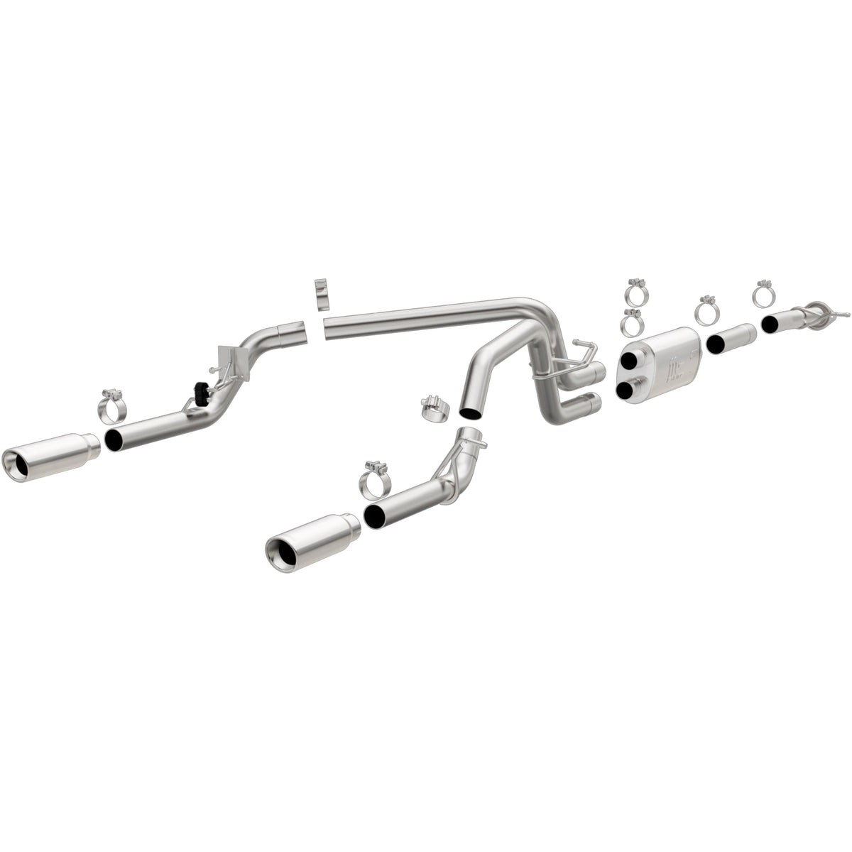 MagnaFlow Street Series cat-back výfuk – Chevrolet Colorado (2015–2021) / GMC Canyon (2015–2021), 2 dvoustěnné leštěné koncovky rozděleně vzadu, potrubí Ø 3″ - 19019