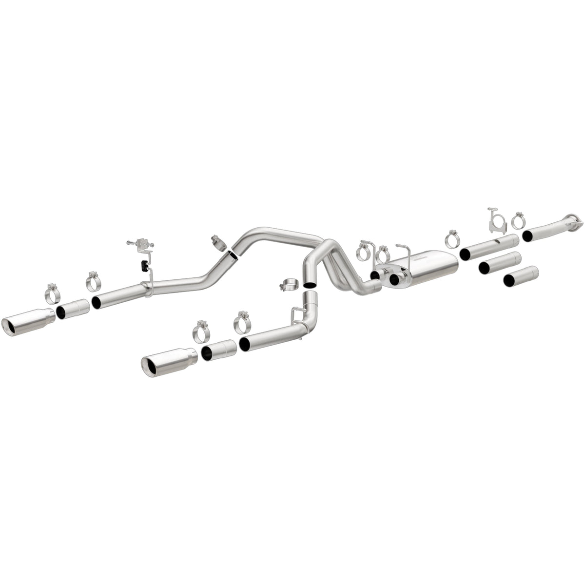 MagnaFlow Street Series cat-back výfuk – Chevrolet Silverado 2500 HD 6,0 (2011–2019) a další, 2 koncovky Ø 4″ rozděleně vzadu, potrubí Ø 3,5″