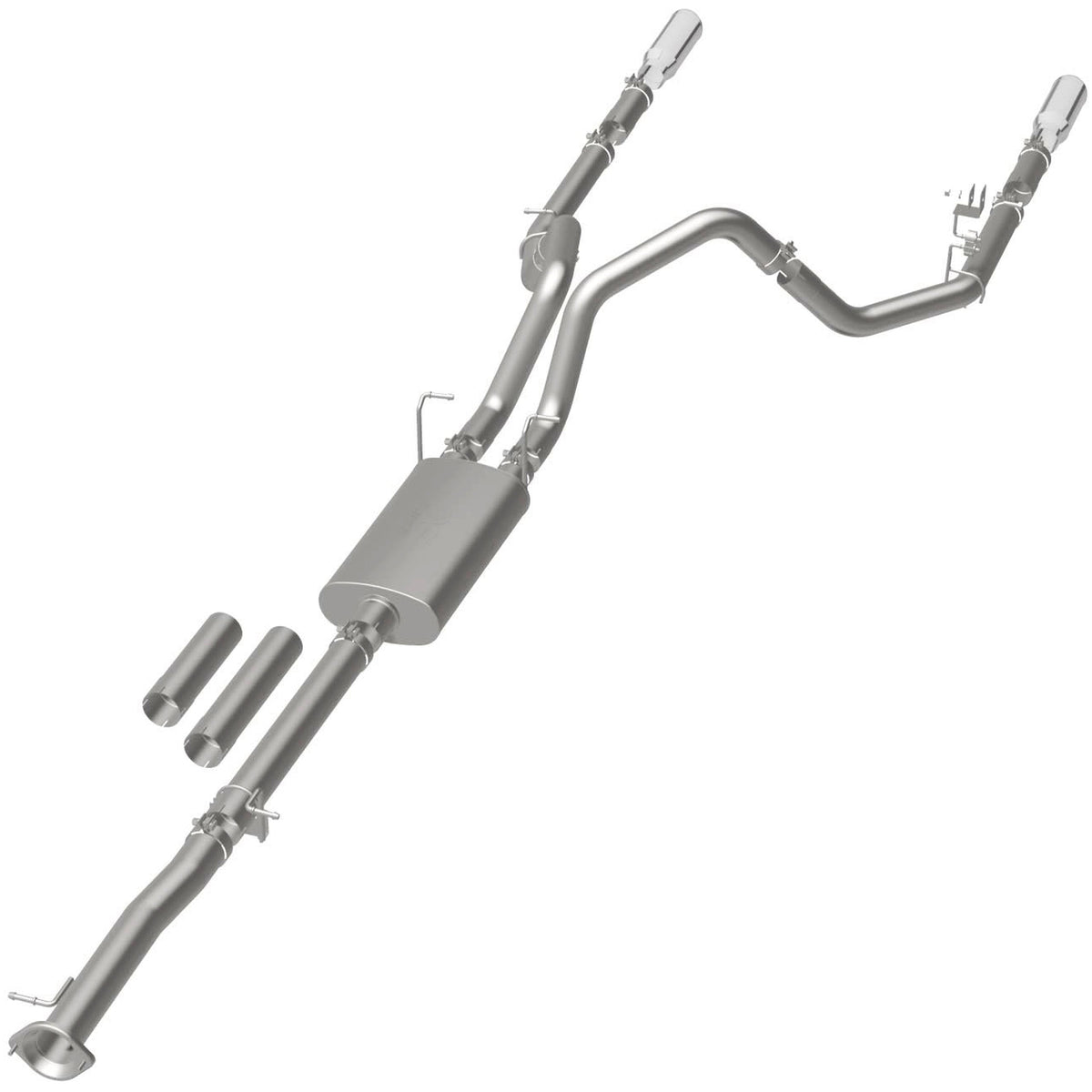 MagnaFlow Street Series cat-back výfuk – Chevrolet Silverado 2500 HD 6,0 (2011–2019) a další, 2 koncovky Ø 4″ rozděleně vzadu, potrubí Ø 3,5″