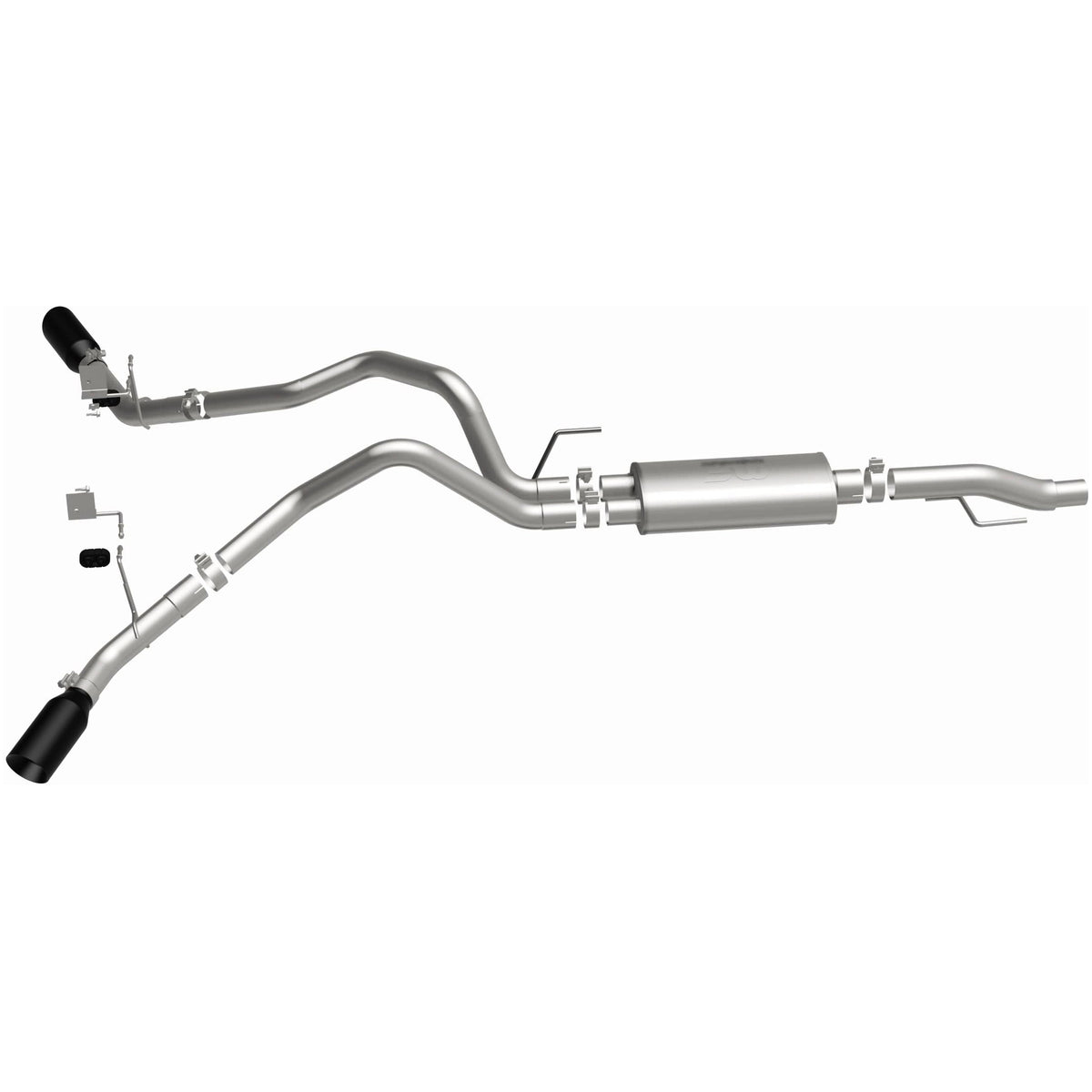 MagnaFlow Street Series cat-back výfuk – Ford F-150 5,0 (2015–2020), 2 černé koncovky rozděleně za zadními koly - 19507