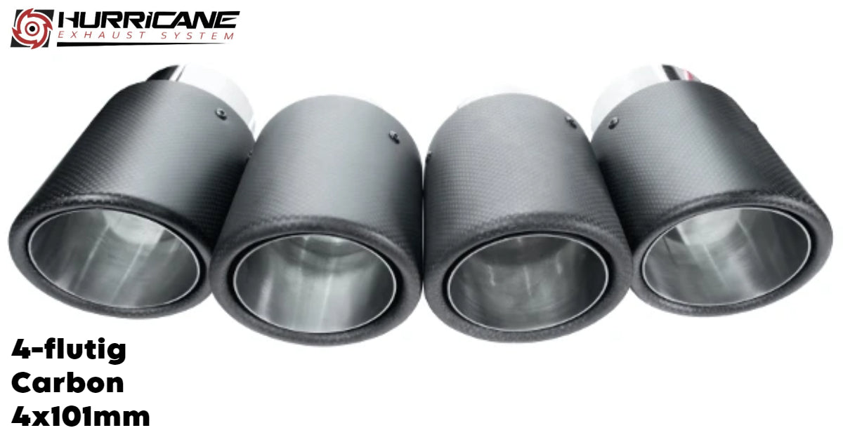 Čtyřnásobné koncovky výfuku Hurricane 4× Ø 101 mm, karbon