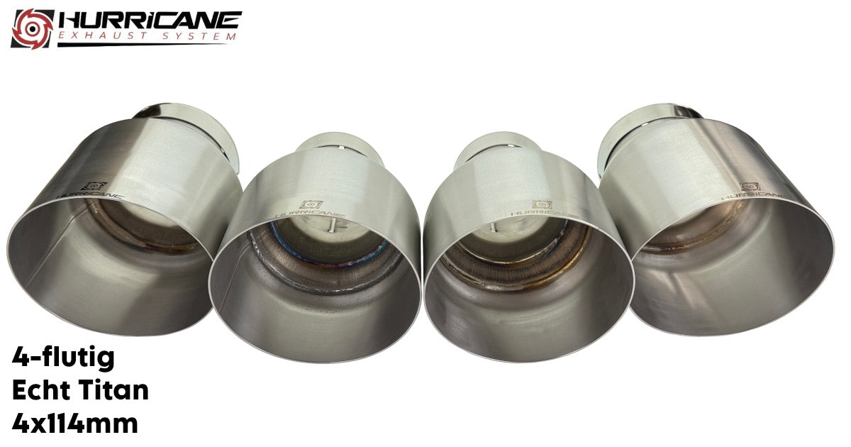 Čtyřnásobné koncovky výfuku Hurricane 4× Ø 114 mm, pravý titan