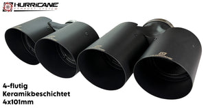 Čtyřnásobné koncovky výfuku Hurricane 4× Ø 101 mm, černá keramika - HE10331
