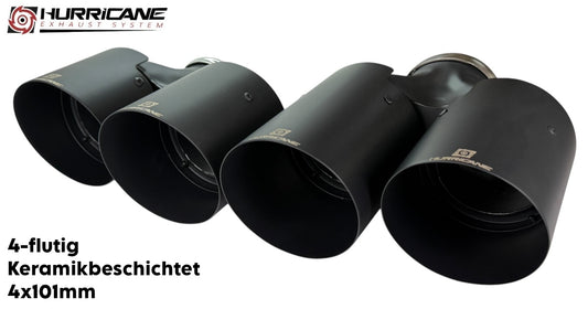 Čtyřnásobné koncovky výfuku Hurricane 4× Ø 101 mm, černá keramika