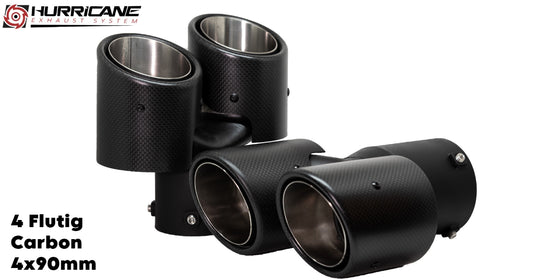 Čtyřnásobné koncovky výfuku Hurricane 4× Ø 90 mm, karbon