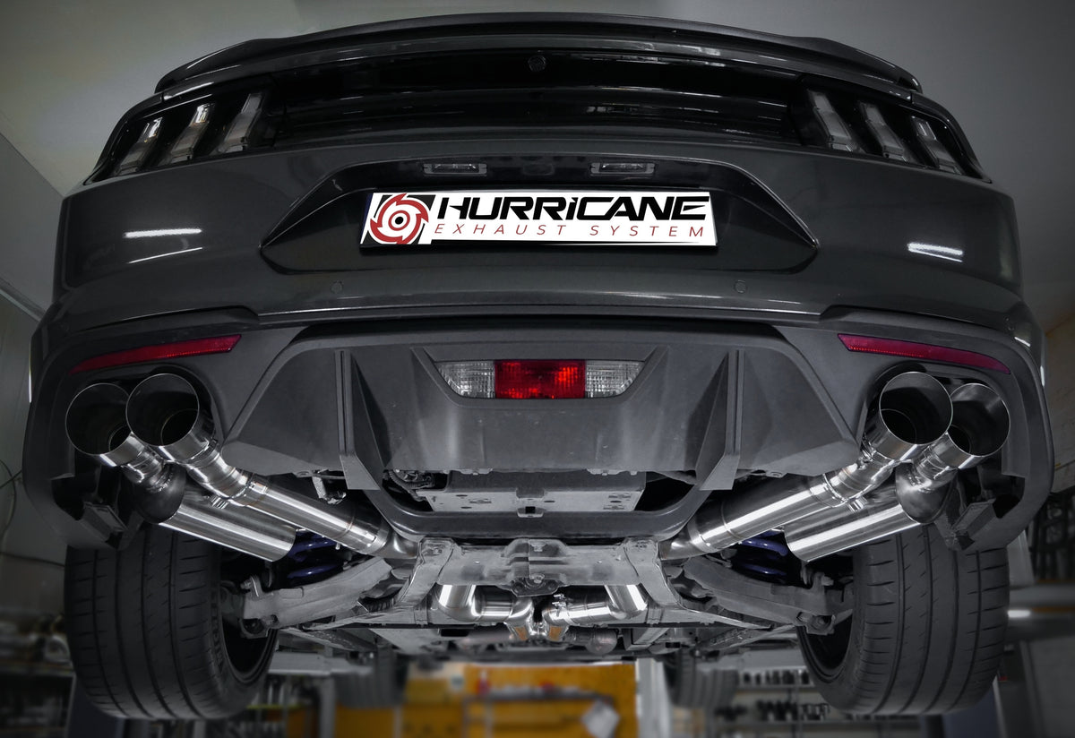 Sportovní klapkový výfuk Hurricane 3,5″ – Ford Mustang kabriolet 5.0 Mk6 před faceliftem 4 koncovky (vzhled faceliftu) – americká verze