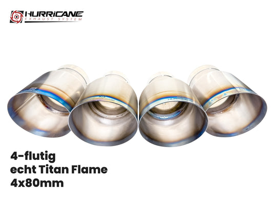 Čtyřnásobné koncovky výfuku Hurricane Ø 80 mm, titan „flame“ (opálený)