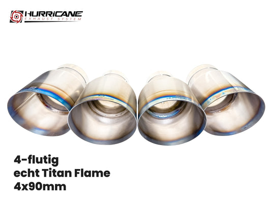 Čtyřnásobné koncovky výfuku Hurricane Ø 90 mm, titan „flame“ (opálený)