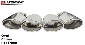 Čtyřnásobné oválné koncovky výfuku Hurricane 115 × 87 mm, chrom - HE1087