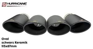 Čtyřnásobné oválné koncovky výfuku Hurricane 115 × 87 mm, černá keramika - HE1090