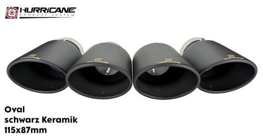 Čtyřnásobné oválné koncovky výfuku Hurricane 115 × 87 mm, černá keramika