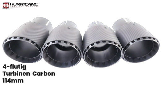 Čtyřnásobné koncovky výfuku Hurricane 4× Ø 114 mm, karbon s turbínovým vzorem