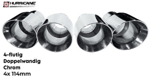 Čtyřnásobné koncovky výfuku Hurricane 4× Ø 114 mm, chrom, dvojitá stěna - HE11041