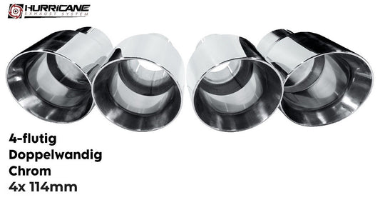 Čtyřnásobné koncovky výfuku Hurricane 4× Ø 114 mm, chrom, dvojitá stěna