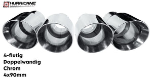 Čtyřnásobné koncovky výfuku Hurricane 4× Ø 90 mm, chrom, dvojitá stěna - HE1031