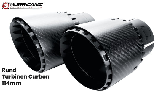 Kulaté koncovky výfuku Hurricane Ø 114 mm, karbon s turbínovým vzorem