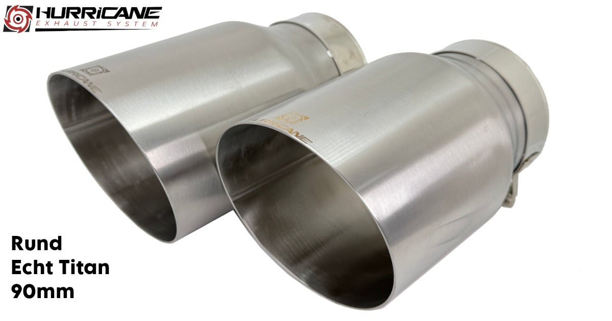 Kulaté koncovky výfuku Hurricane Ø 90 mm, pravý titan
