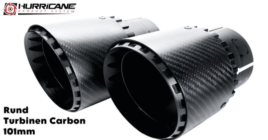 Kulaté koncovky výfuku Hurricane Ø 101 mm, karbon s turbínovým vzorem